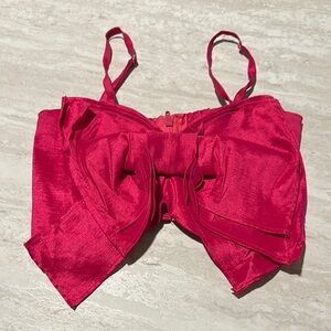 Elegant Hot Pink Satin Bow Bralette